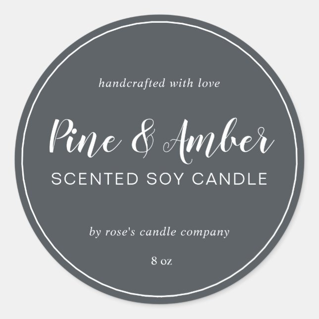 Homemade Soy Candle Chic Calligraphy Off-Black Classic Round Sticker (Front)