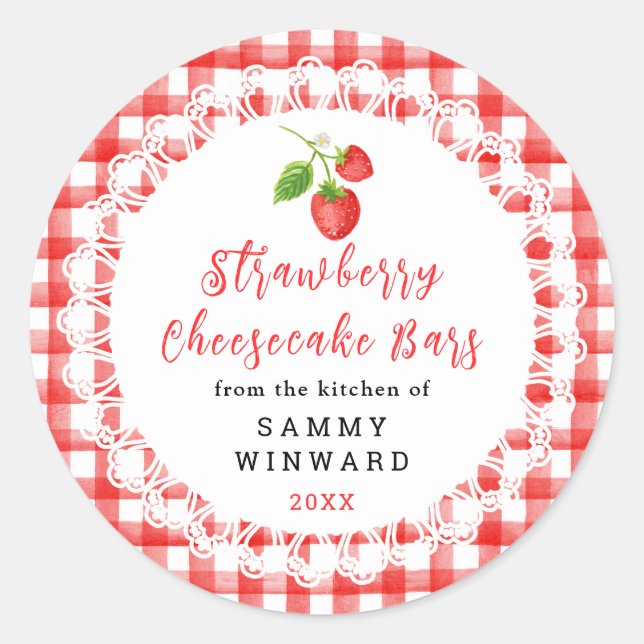Homemade Strawberry Cheesecake Bars Label (Front)