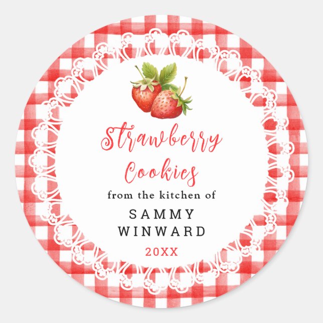 Homemade Strawberry Cookies Label (Front)