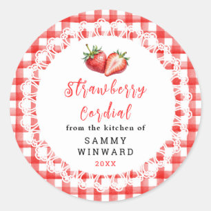 Homemade Strawberry Cordial Bottle Label