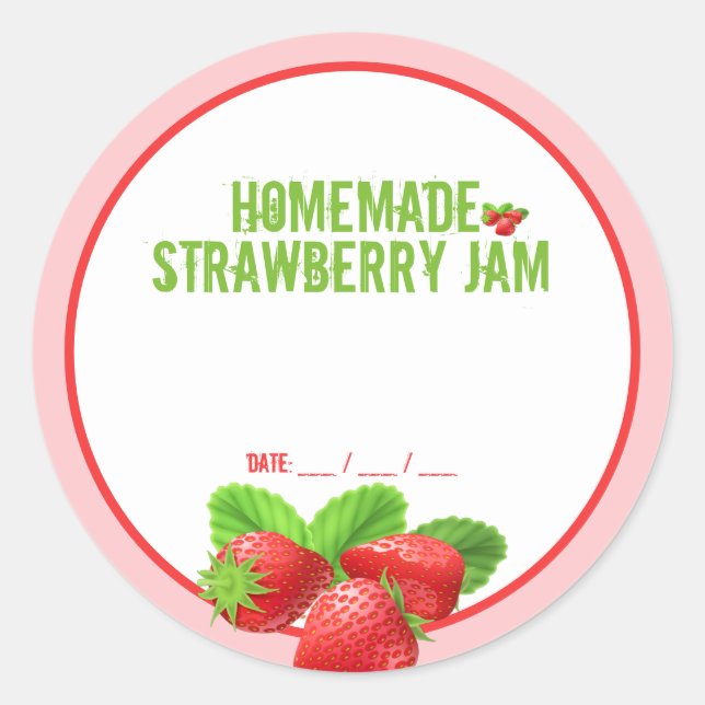 Homemade Strawberry Jam Canning Sticker (Front)