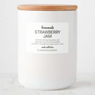 Homemade Strawberry Jam Custom Kitchen Pantry Food Label