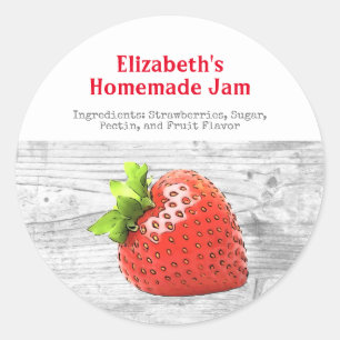 Homemade Strawberry Jam Custom Silver Red  Classic Classic Round Sticker