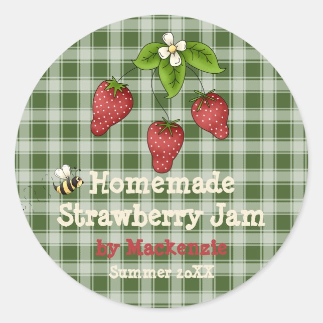 Homemade Strawberry Jam Jar Label (Customize) (Front)