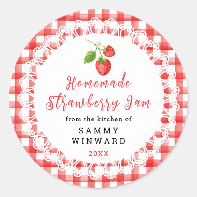 Homemade Strawberry Jam Label (Front)