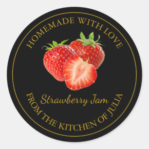 Homemade Strawberry Jam Label   Black