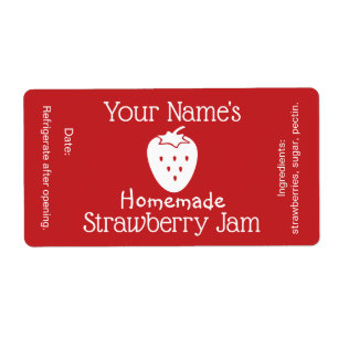 Homemade Strawberry Jam Label Personalized Custom