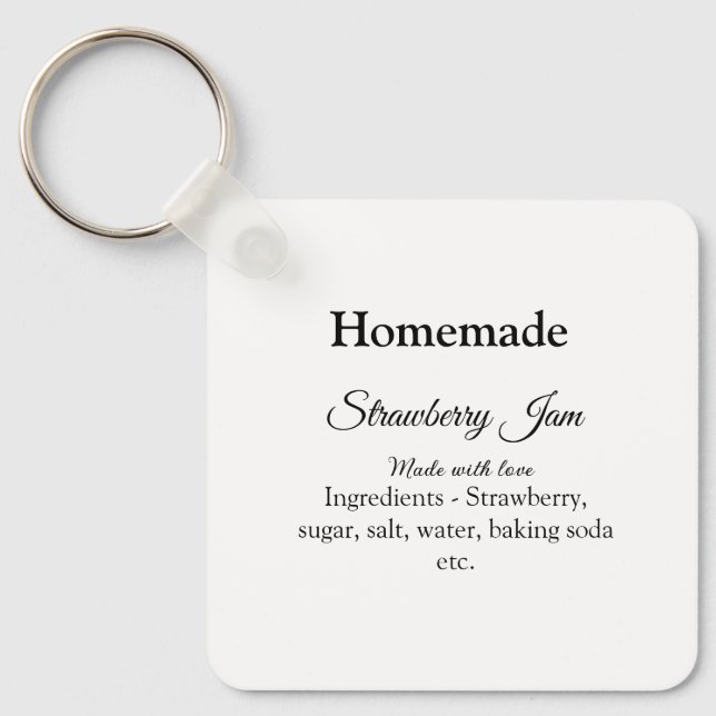 Homemade strawberry jam made with love add text keychain (Front)