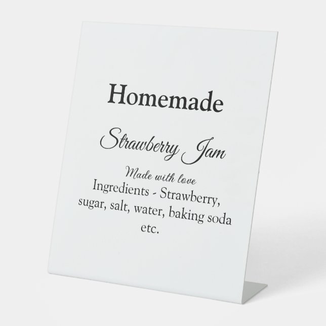 Homemade strawberry jam made with love add text pedestal sign (Front)