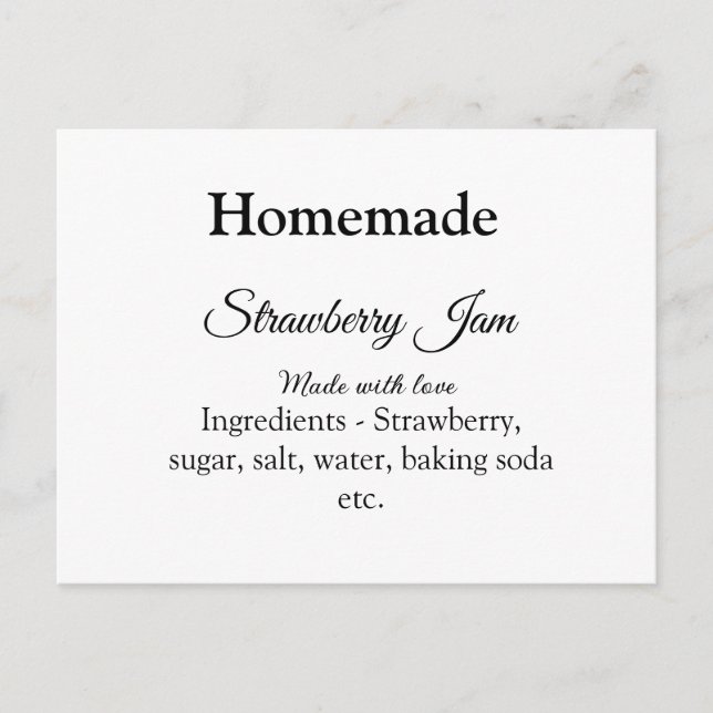 Homemade strawberry jam made with love add text postcard (Front)