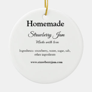 Homemade strawberry jam made with love add text we ceramic ornament