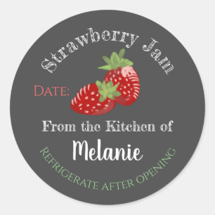 Homemade Strawberry Jam Personalized Chalk Canning Classic Round Sticker