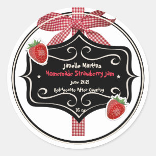 Homemade Strawberry Jam Personalized  Classic Round Sticker