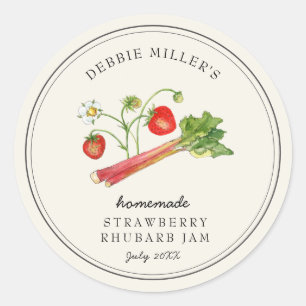 Homemade Strawberry Rhubarb Jam jar Classic Round Sticker