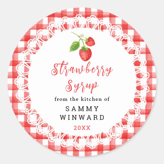 Homemade Strawberry Syrup Label (Front)