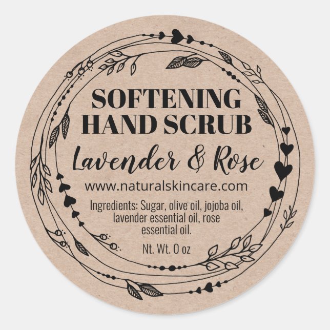 Homemade Sugar Hand Scrub Kraft Labels (Front)
