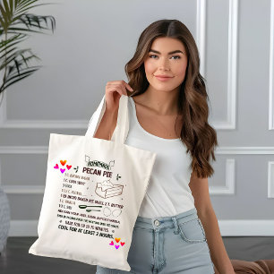 Homemade Sweet Pecan  pie Recipe Christmas Gift Tote Bag