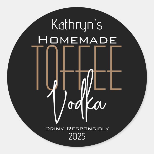 Homemade Toffee Vodka Personalized Label (Front)