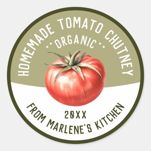 Homemade Tomato Chutney for canning Recipe Classic Round Sticker (Front)