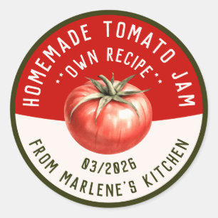Homemade tomato jam with two colours classic round sticker