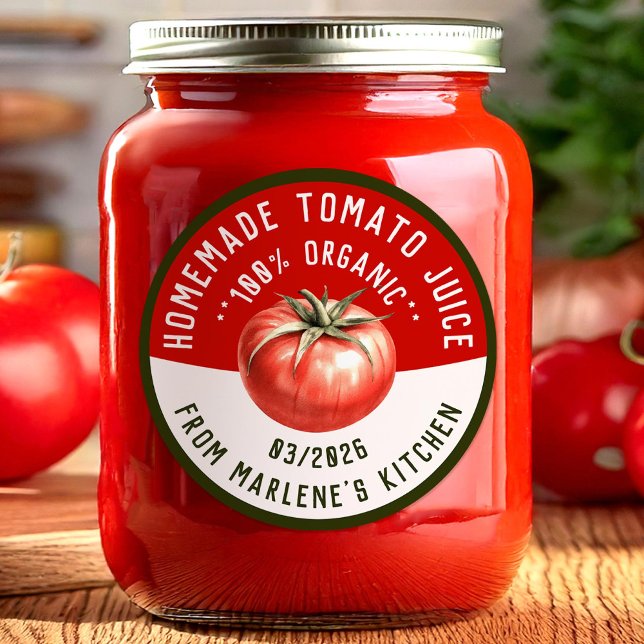 Homemade tomato juice with two colours classic round sticker (Creator Uploaded)
