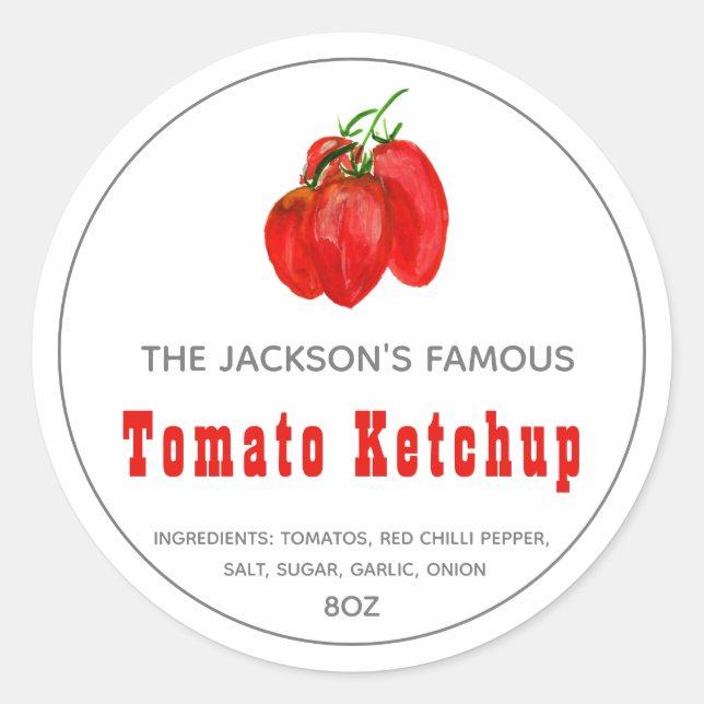 Homemade Tomato Ketchup | Sauce  Label (Front)