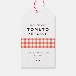 Homemade tomato Ketchup with chequered pattern Gift Tags