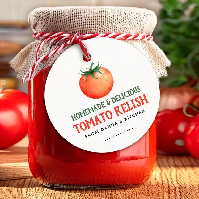 Homemade Tomato Relish label with red tomato (Creator Uploaded)