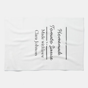 Homemade tomato sauce made with love add name text kitchen towel