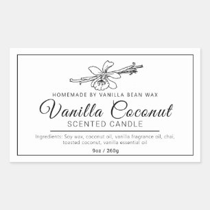 Homemade vanilla coconut mono ingredients candle sticker