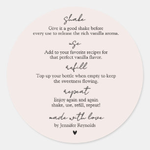 Homemade Vanilla Extract beige Use Refill Repeat Classic Round Sticker