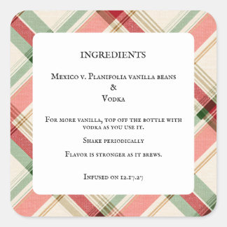 Homemade Vanilla Extract Bottle Ingredients Labels