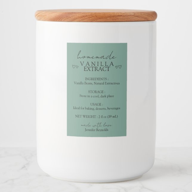 Homemade Vanilla Extract Instruction sage Food Label (Front)