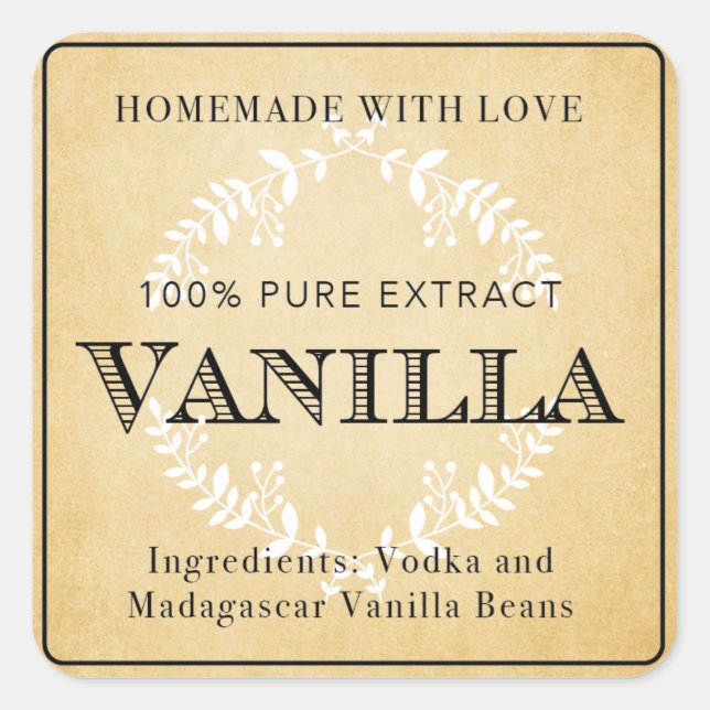 Homemade Vanilla Extract VE005_04sq Square Sticker (Front)