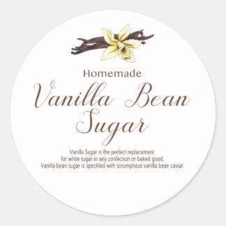 Homemade Vanilla sugar label, Vanilla bean package Classic Round Sticker