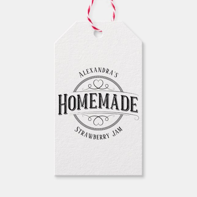 Homemade Vintage Personalized Label Gift Tags (Front)