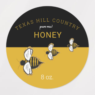 Homemade Watercolor Bee Pure Raw Honey Labels