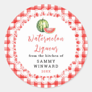 Homemade Watermelon Liqueur Bottle Label