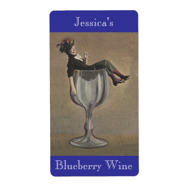 Homemade Wine Antique Fun Lady Labels Personalize (Front)