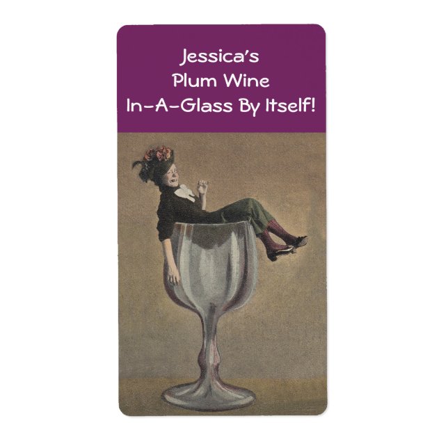 Homemade Wine Antique Fun Lady Labels Personalize (Front)
