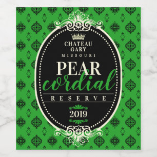 Homemade wine damask ornate wedding personalized label