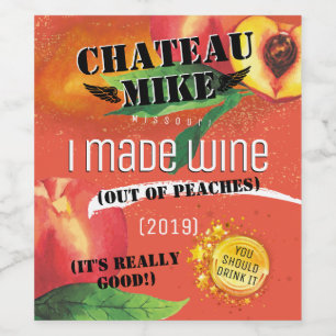 Homemade wine messy paint gold personalized label