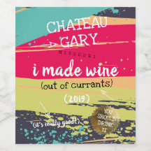 Homemade wine personalized label messy paint