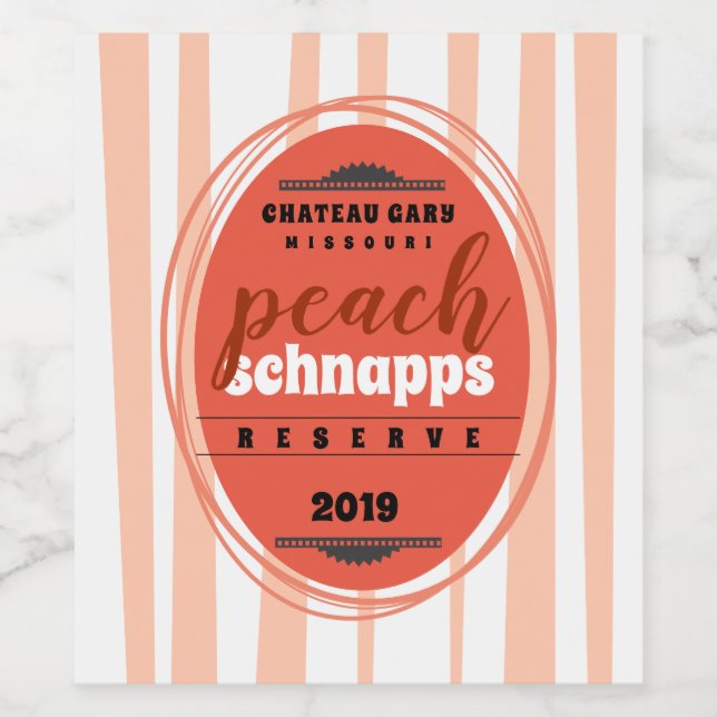 Homemade wine personalized label retro stripes (Single Label)