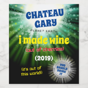 Homemade wine personalized label space universe
