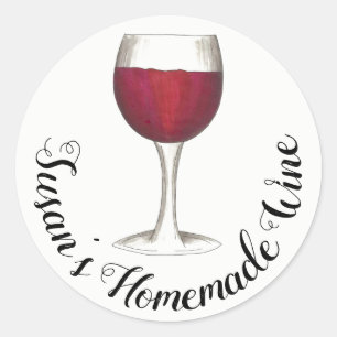 Homemade Wine Personalized Red Wine Glass Classic Round Sticker