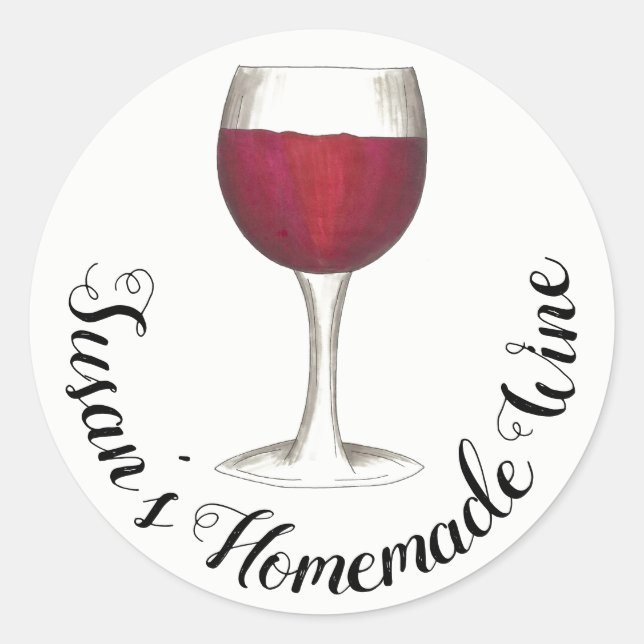 Homemade Wine Personalized Red Wine Glass Classic Round Sticker (Front)