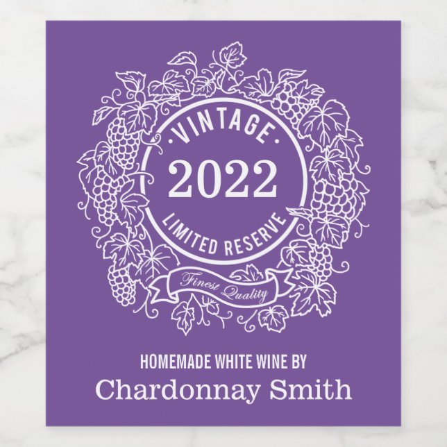 Homemade Wine Personalized Vintage Grapevine Wine Label (Single Label)