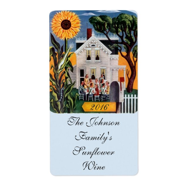 Homemade Wine Sunflower Porch Labelling Labels (Front)