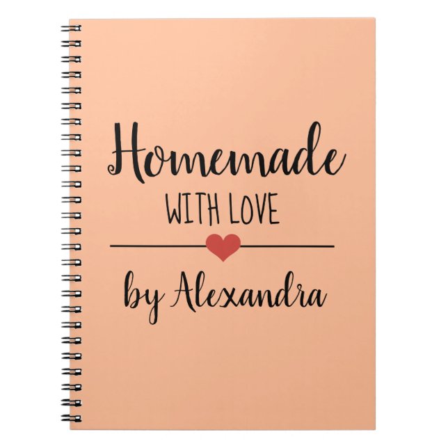 Homemade with love black orange Name Recipe   Notebook (Front)